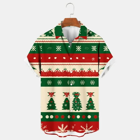 UVEASISHA Men s Hawaiian Shirts Big and Tall 2024 Casual Xmas Bowling Shirt Regular Fit Short Sleeve Button Down Shirts Novelty Holiday Party Shirt Big Deal Days Red XL