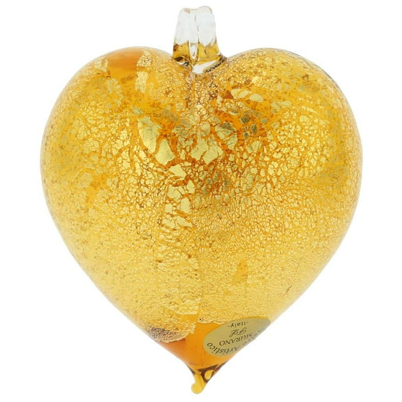GlassOfVenice Murano Glass Heart Christmas Ornament - Golden Brown