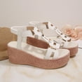 thumbnail image 6 of Bnwani Platform Sandals,Sandals for Women,Wedge,Open Toe,Casual,Cutout,White,7.5, 6 of 9