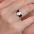 thumbnail image 4 of Gem Stone King 10K White Gold White Moissanite Black Onyx and White Lab Grown Diamond 3 Stone Engagement Ring for Women (2.34 Cttw, Gemstone Birthstone, Available in Size 5, 6, 7, 8, 9), 4 of 5