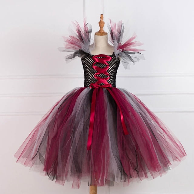 Rbaofujie Robe de Princesse Rabais Liquidation Enfants Filles Halloween Mode Mignonne Couture Couleur Frenulum Maille Découpée Robe de Princesse