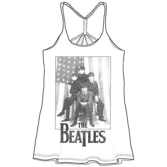 The Beatles Ladies Vest T-Shirt: Stars & Stripes (Baby Doll) (Large)