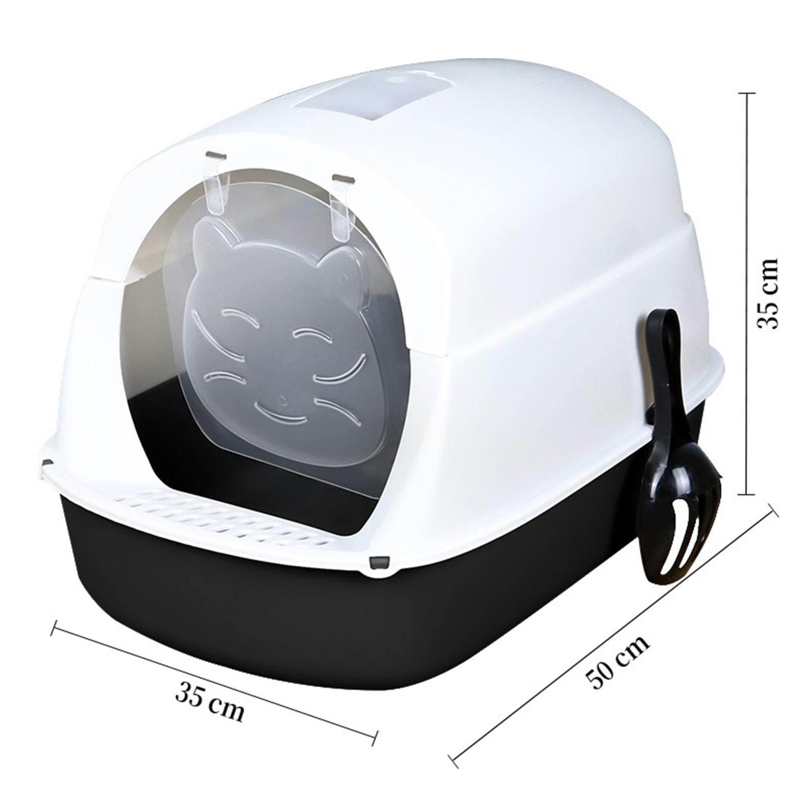 Cat Litter Box with Lid, Foldable Covered ,Anti-Splashing Enclosed Litter Box for Small Cats,Hooded Litter Box with Cat Litter Spoon - Black
