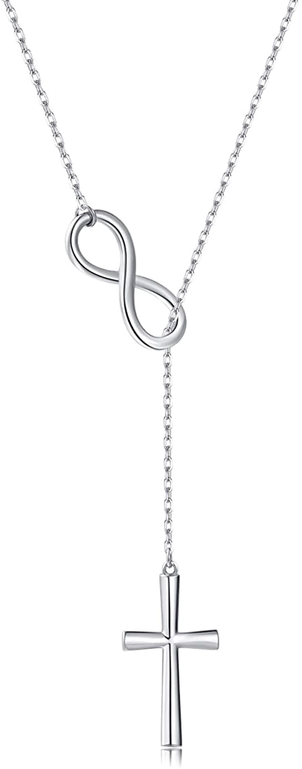 Tiny Cross Pendant Necklace Sideways 