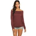 thumbnail image 3 of Blusa tipo túnica de manga larga con hombros descubiertos elegante para mujer, 3 of 6