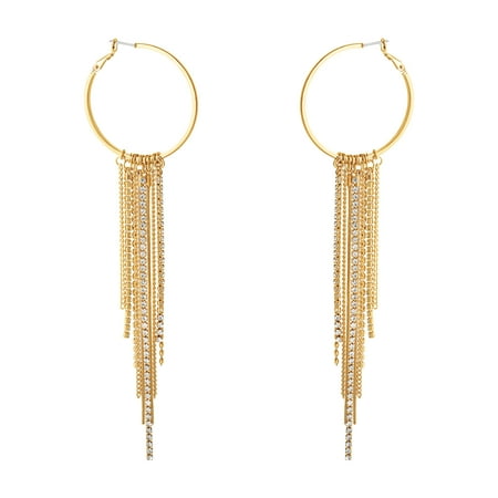 Jessica Simpson Women's Fringe Drop Hoop Earrings