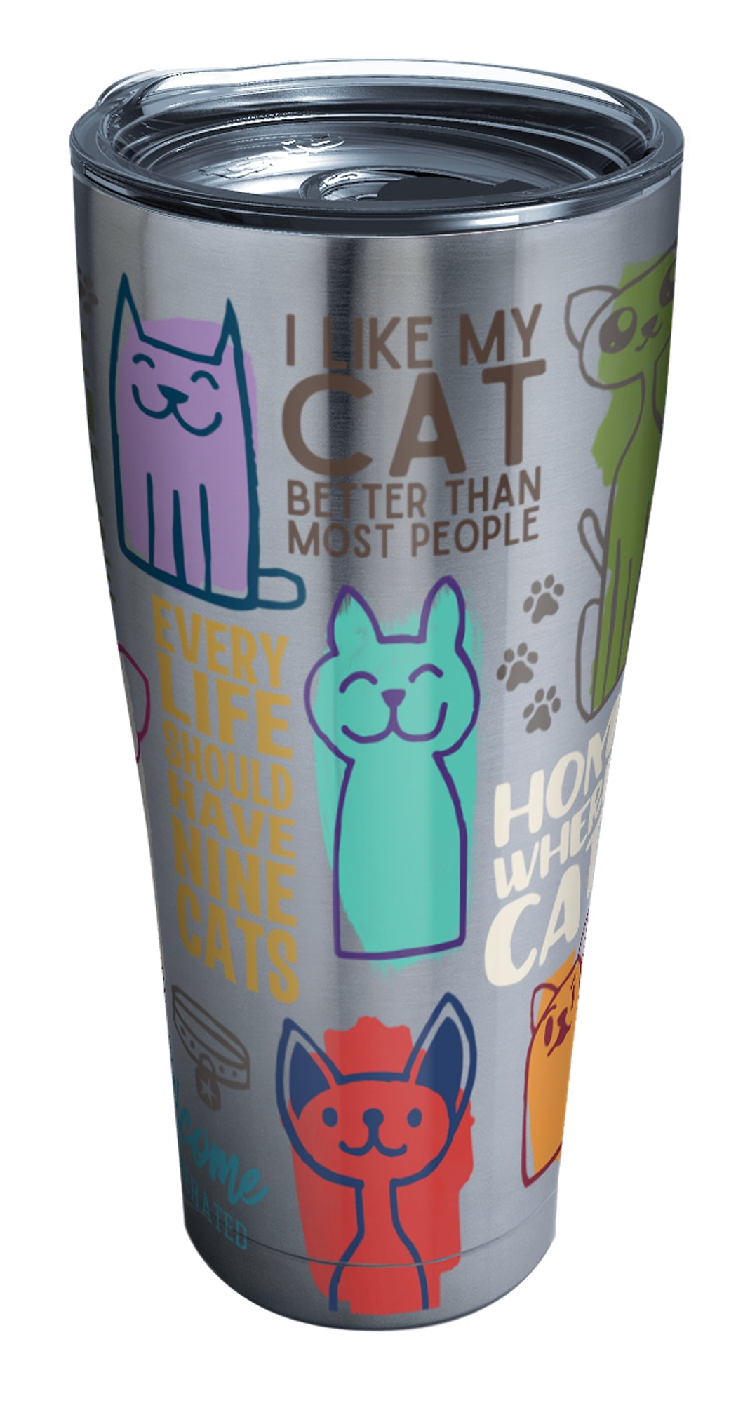 Tervis Triple Walled Cat Sayings Insulated Tumbler Cup Keeps Drinks Cold & Hot, 30oz, Stainless