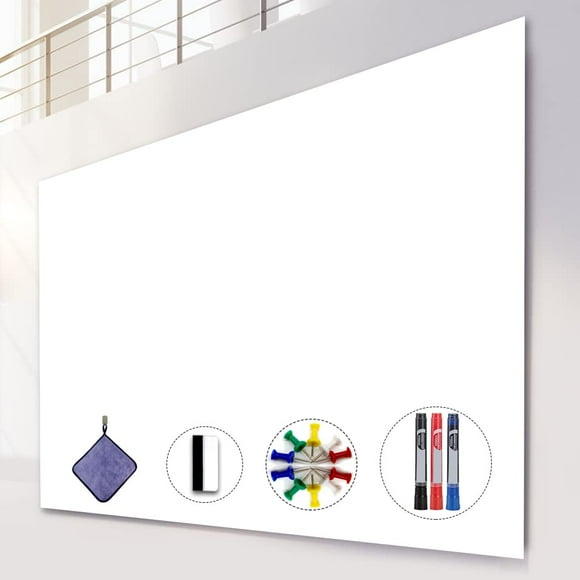 Autocollant Effaçable à Sec pour Mur, Autocollants Tableau Blanc, Rouleau de Papier Peint Tableau Blanc 4 Pieds x3 Pieds, Papier Effaçable à Sec 48 x 36 Pouces, Autocollant Tableau Blanc AFMAT pour Mur, PET D