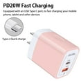 thumbnail image 2 of USB C Block,2PCS ABCPOW 20W PD Type C Charger Block QC3.0 Dual USB Wall Charger Adapter Plug USB C Brick Power Delivery Fast Charge Quick Charging Charger Block,Pink, 2 of 5