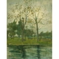 thumbnail image 2 of Piet Mondrian 12x14 Black Ornate Wood Framed Double Matted Museum Art Print Titled: Two Trees Silhouetted Behind a Water Course (1900-02), 2 of 5