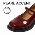 thumbnail image 3 of CHICVOMEY Women's Patent Leather Mary Jane Heels Block Heel Platform Pumps with Pearl Buckle Strap Closed Round Toe Chunky Heel Shoes for Work Wedding Casual, 3 of 7