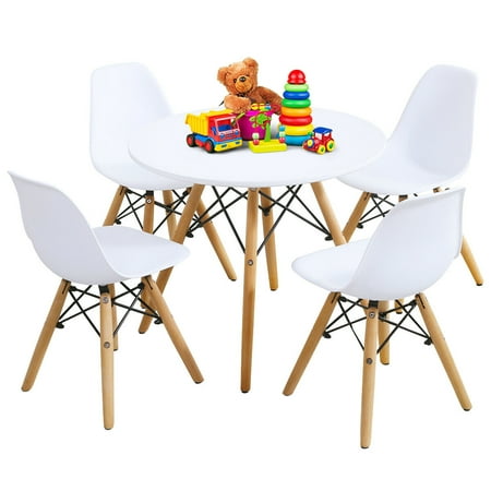 Gymax 5 Piece Kids Table Set Round, Round Toddler Table And Chairs