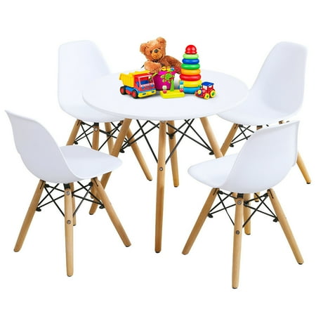 Gymax 5 Piece Kids Table Set Round W 4 Armless Chairs White Canada Gymax 5 Piece Kids Table Set Round, Round Toddler Table And Chairs