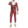 thumbnail image 1 of Diconna Femmes Hommes Noël Combinaison Flocon de Neige Impression Bodycon Manches Longues Haut Cou Costume, 1 of 5