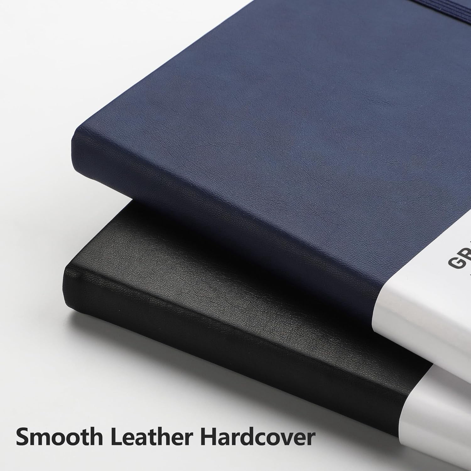 Graph Grid Paper Notebook, 2-Pack, 192 Pages per Pack, A5 Medium Size (5.7'' x 8.3''), Leather Hardcover, 100 GSM Thick Paper, for School, Students, Math, Engineering (Black & Navy Blue)