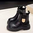 thumbnail image 2 of Linfrsh Boots for Girls Kids Work Boots Boys Girls Side Zipper Lace Up Work Boots Combat Boots for Toddler Girl Black,3.5, 2 of 6