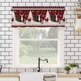 thumbnail image 4 of Christmas Red Valances for Windows Black Plaid Reindeer Xmas Tree Silhouette Rod Pocket Curtain Valance Window Treatment Short Curtains for Kitchen Living Room, 42"x12", 4 of 5