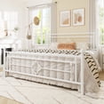 thumbnail image 3 of Allewie King Size Metal Platform Bed Frame with Victorian Vintage Headboard and Footboard, White, 3 of 10