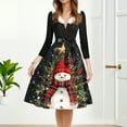 thumbnail image 4 of Christmas Print Flare Dress for Women Long Sleeve Dress Hollow Party Casual Dresses, Christmas Gifts Women Idea for Holiday Fall and Winter Parties,Black,L, 4 of 5