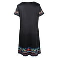 thumbnail image 3 of XXLvision Women Ethnic Floral Print Short Sleeve Round Neck Tunic Mini Dress, 3 of 5