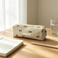 thumbnail image 2 of Celsvanis Pencil Case Large Capacity Pencil Pouch Pen Bag Embroidered Corduroy Stationery Organizer for Students Home Office Supplies, Beige, 2 of 7