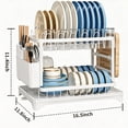thumbnail image 2 of Large 2 Tier Dish Drying Rack with Drainboard, Rustproof Stainless Steel Kitchen Dish Drainer Set with Utensil/Cup/Cutting Board Holder, Space Saving Countertop Organizer, White, 2 of 6