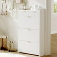 thumbnail image 2 of Wave Shoe Cabinet Slim Entryway Shoe Storage Organizer with 2 Flip Drawers,Slim Fluted Shoe Storage Organizer Fluted Texture Design, and Sturdy Metal Frame for Living Room, Bedroom, or Apartment, 2 of 7