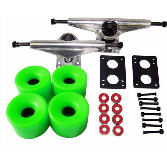 LONGBOARD Skateboard 6' TRUCKS 76mm GREEN WHEEL Package