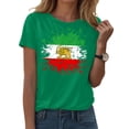 thumbnail image 2 of GEWSEY Women's Lion Sword Sun Iran Flag Crew Neck Short Sleeve Cotton T-Shirt (Green, 3XL), 2 of 6