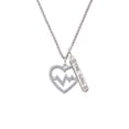 thumbnail image 2 of Delight Jewelry Silvertone Large Clear Crystal Heart with Heartbeat Silvertone Hope Anchors the Soul Bar Charm Necklace, 23", 2 of 4