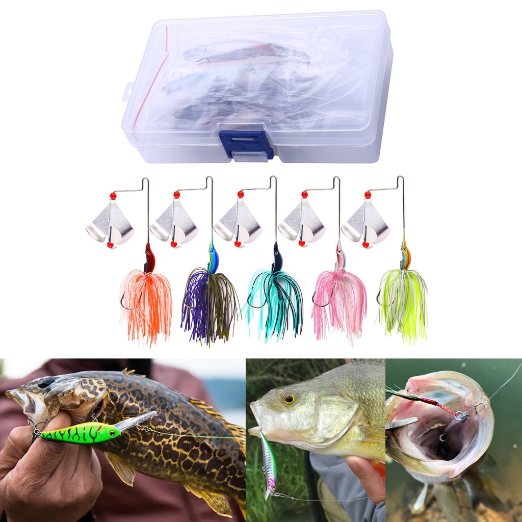 5Pcs Fishing Buzzbait Lures Spinnerbait Fishing Lures Swim Jigs Fishing Lure for Freshwater Saltwater Fishing Lures