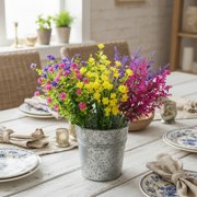 6Pcs/set Artificial Flowers for Outdoors Fake Plastic Plants Faux Shrubs Greenery Wheat Grass UV Resistant for Spring Summer Garden Patio Window Box Office Table Kitchen Home Decoration
