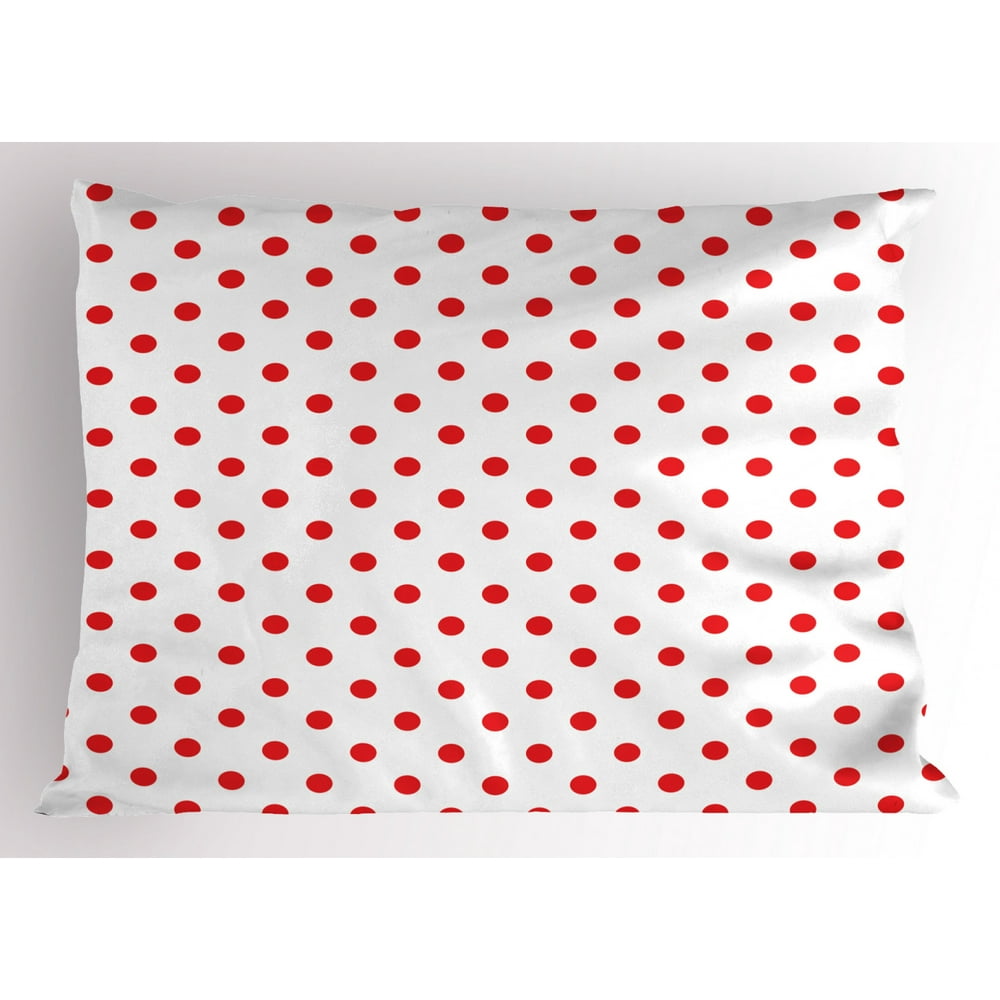 Red Pillow Sham Classical Pattern with Country Picnic Theme Retro Style