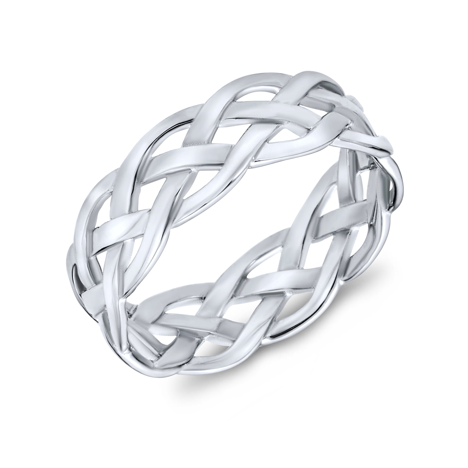 Open Wire Wheat Weave Rope Braid Cable Band Ring .925 Sterling Silver ...