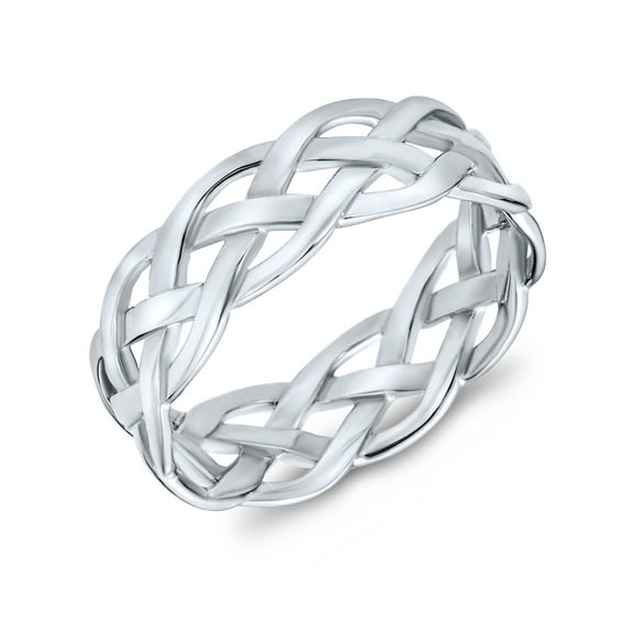 Bling Jewelry Womens Silver Ring: Criss Cross Weave Braided Band Rope Twisted Cable Eternity Sterling