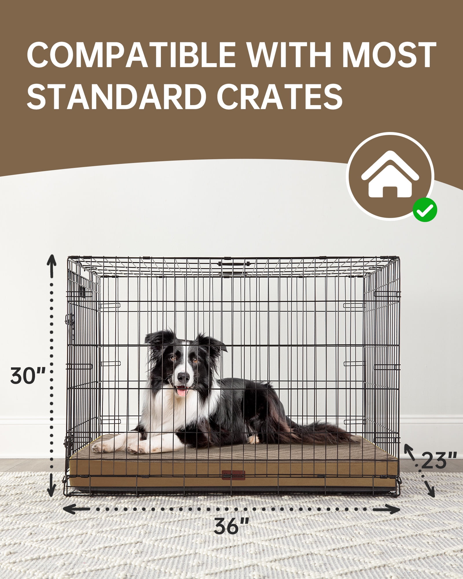 Ophanie Coffee Orthopedic Dog Bed for Large and Medium Dogs with Non-Slip Bottom, Waterproof and Machine Washable Removable Pet Bed Cover,Size(35"x22"x3.5")