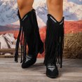 thumbnail image 5 of SACFOF Cowboy Boots for Women Fringe Knee High Cowgirl Western Boots with Classic Embroidery Pointed Toe Chunky Heel for Weddings Parties, 5 of 6