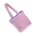 thumbnail image 2 of Plush Cute Cloud Embroidered Shoulder Bag Women Student Casual Elegant Large Capacity Canvas Bag Purple Free Size, 2 of 8