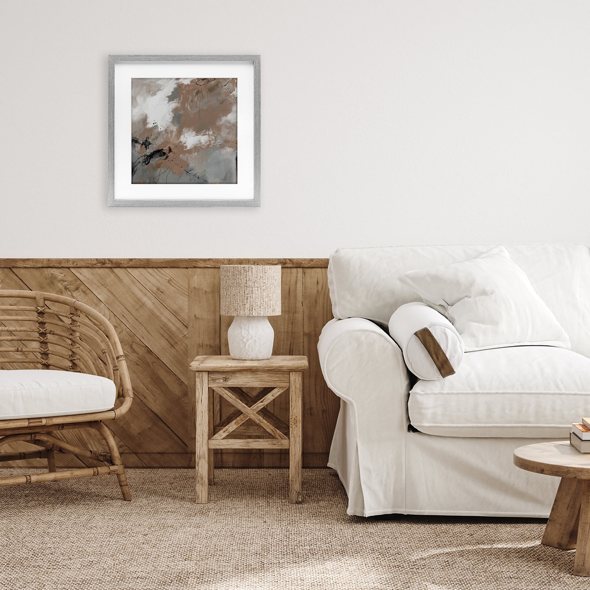 Stupell Industries Brown & Grey Brushwork Gray Framed Print Under Glass, design by Ruth Fromstein