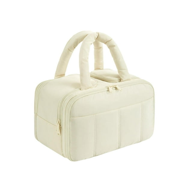 Neceser de viaje Estuche de maquillaje Neceser portátil para cosméticos Neceser para artículos de tocador para senderismo Boda Perfume Champú Lápiz de Beige