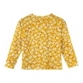 thumbnail image 3 of LTTVQM Girls Shirts Long Sleeve Size 7-8 Fall Winter Cute Floral Print Tee Comfy Tunic Tops Fashion Clothes Crew Neck with Pocket Earthy Yellow 7-8 Years, 3 of 4