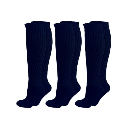 

Navy Blue All Cotton 3 Pack Extra Heavy Slouch Socks Made In USA