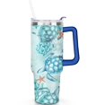 thumbnail image 2 of 40oz Cute Ocean Life Turtle Stainless Steel Flip Straw Tumbler Spill Proof Travel Cup Double Wall Vacuum Insulated Coffee Mug with Top Handle, 2 of 6