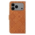 thumbnail image 3 of For IPhone 17 Pro Max 6.9" Ethnic Wind Embossed Strong Magnetic Attachment/Closure, Card Slots/Pocket, PU Leather Flip Wallet Case ﻿,Brown,For iPhone 17 Pro Max, 3 of 7