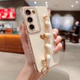 thumbnail image 3 of Samsung Galaxy S21 5g Phone Case with Heart Bracelet Chain Strap Luxury Plating Cute Love Hearts Cover with Aesthetic Hearts Hand Chain for Women Camera Protection Shockproof Bumper (White), 3 of 11