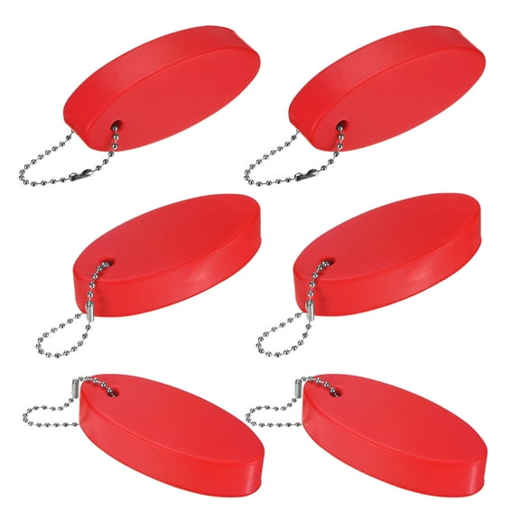 Uxcell 6-Pack Floating Key Chain for Boating, Waterproof Bright Color Key Rings for Outdoor Water Sport [Red]