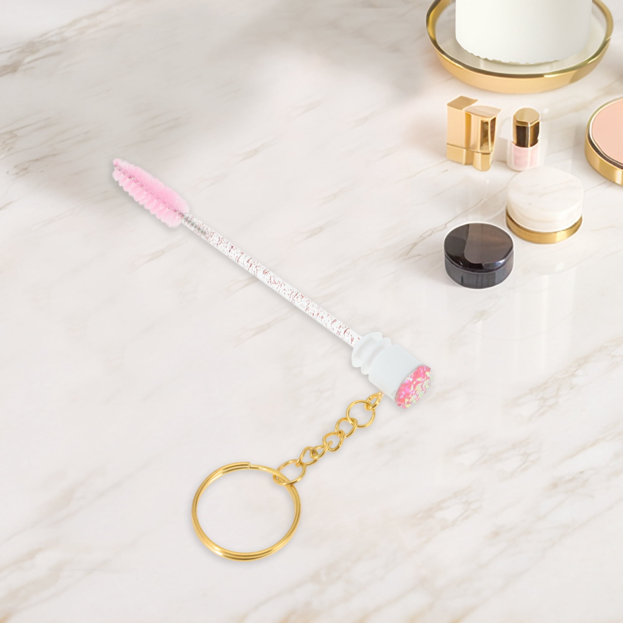 Unique Bargains 1 Pc Durable Eyelash Brush in Tube Design with Gold-Tone Buckle Pink