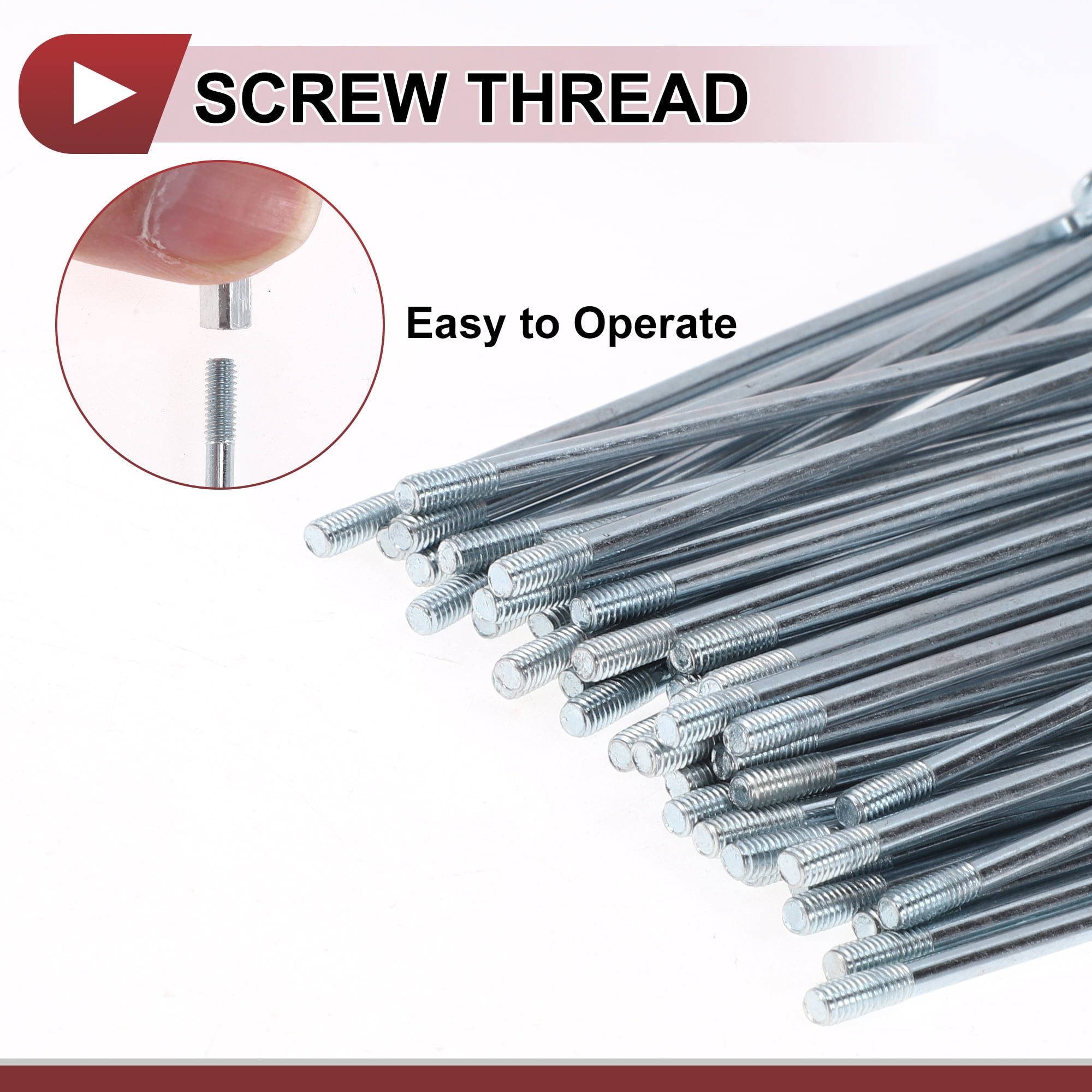 Unique Bargains 48Pcs 10G J Bend Bike Wheel Spokes Carbon Steel Galvanized Silver 6.5"