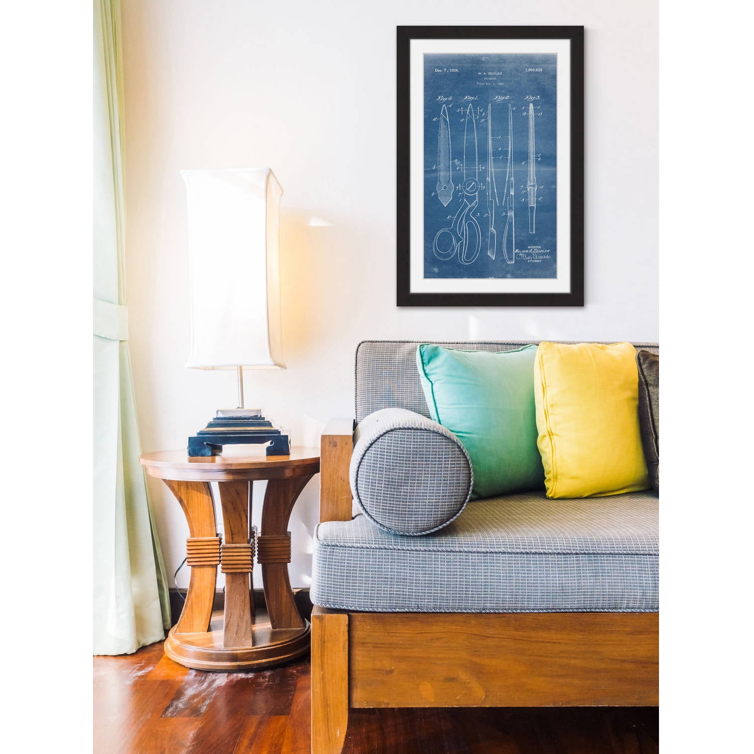 "Scissors 1925 Blueprint" Framed Painting Print