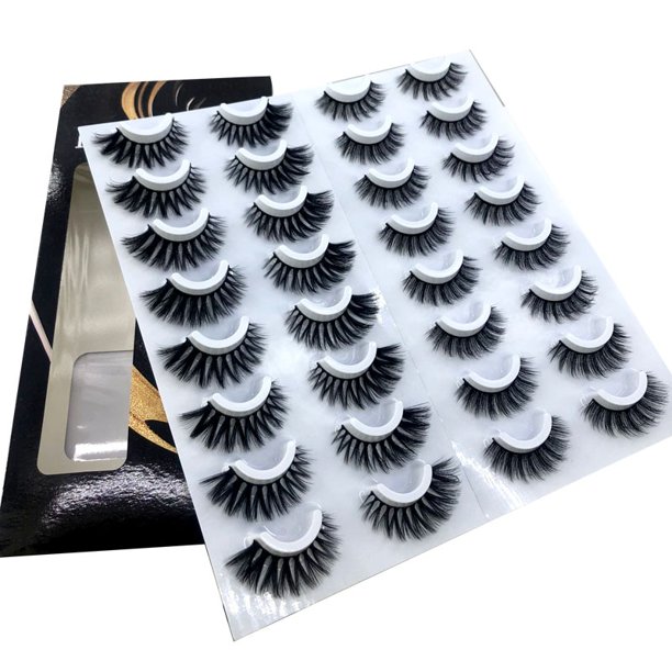 NUEVO 2-20 pares 8-25mm pestañas postizas 100% Pestañas de visón Pestañas de visón Extensión de pestañas de volumen dramático natural Pestañas postizas Dengxun unisex